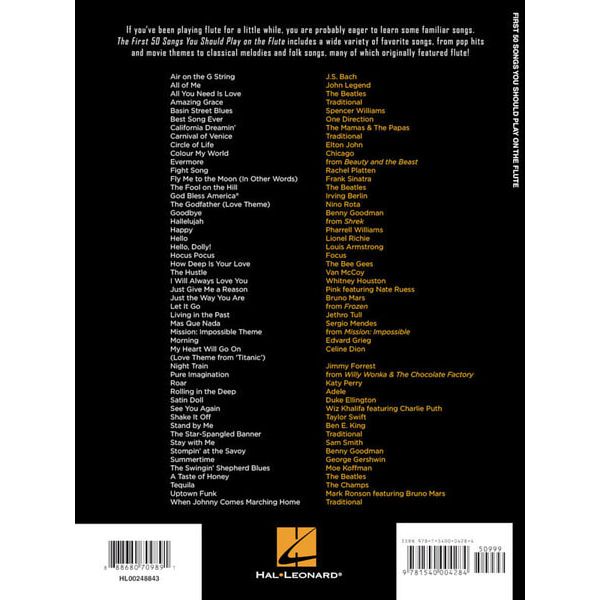 Hal Leonard 50 Songs You Should Flute