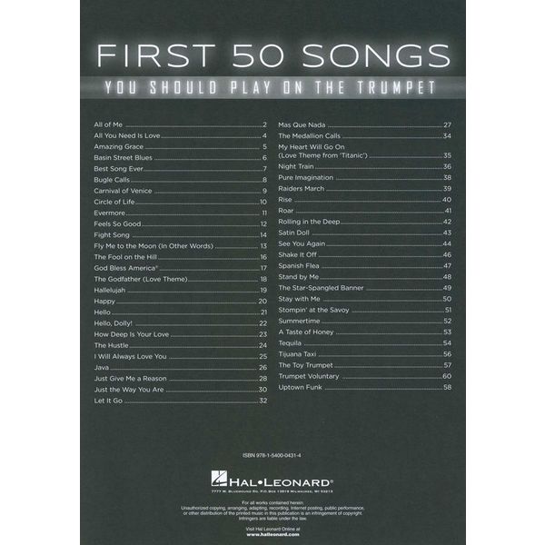 Hal Leonard 50 Songs You Should Trumpet