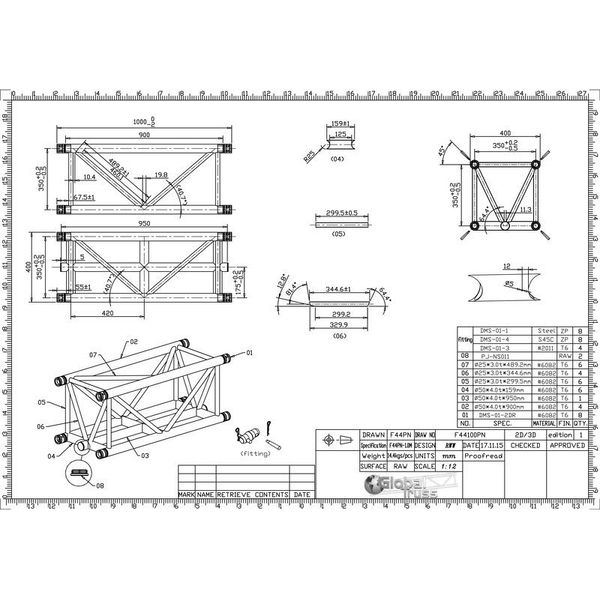 Global Truss F45100 Truss 1,0 m