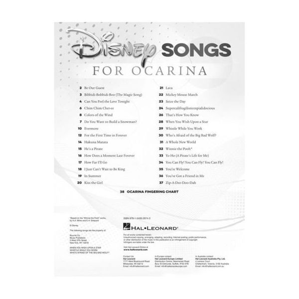 Hal Leonard Disney Songs For Ocarina – Thomann UK