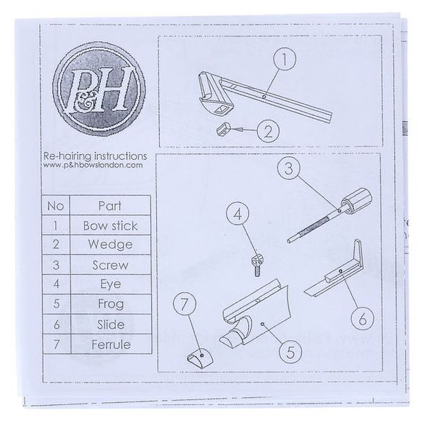 P&H Bow Hair for Violinbow 1/4