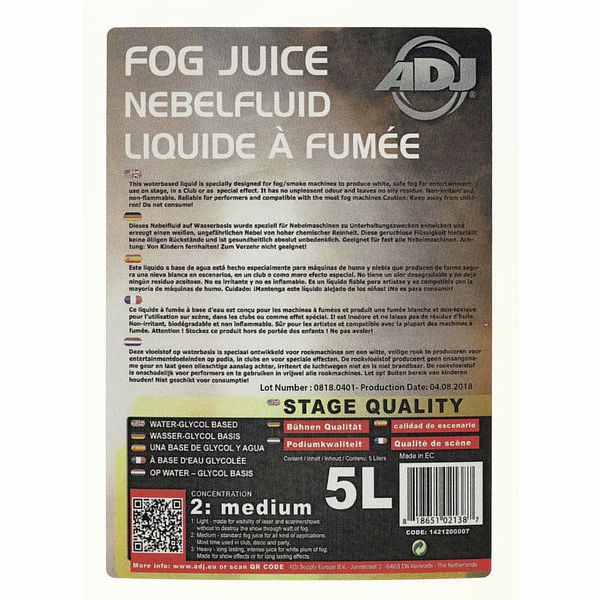 ADJ Fog juice 2 medium - 5 Liter