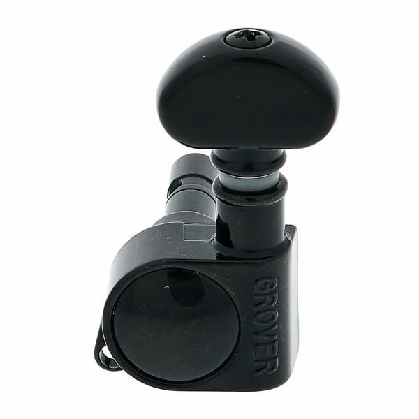 Grover 406BC6 Mini Locking Rotomatic Tuners - Black Chrome 6-In-Line Set For Guitars