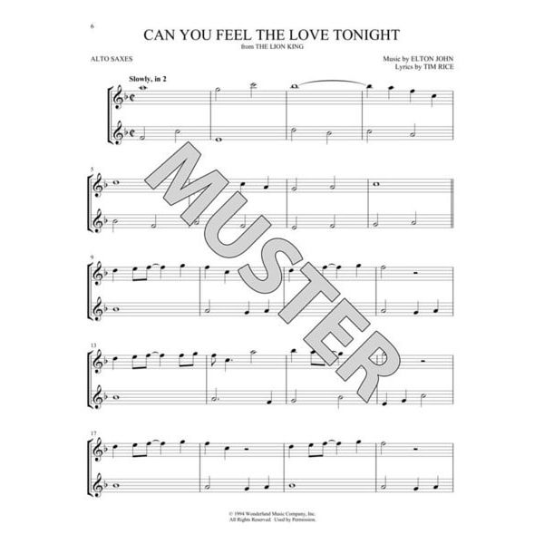 Hal Leonard Disney Songs For Two Alto Sax