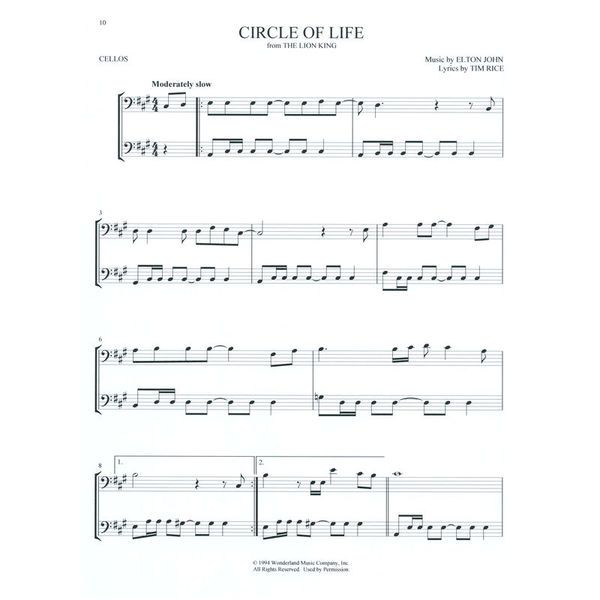 Hal Leonard Disney Songs For Two Cello