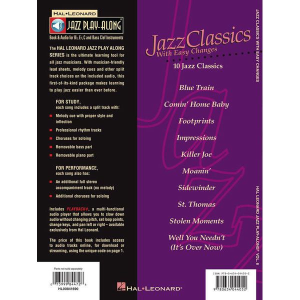 Hal Leonard Jazz Play-Along Jazz Classics