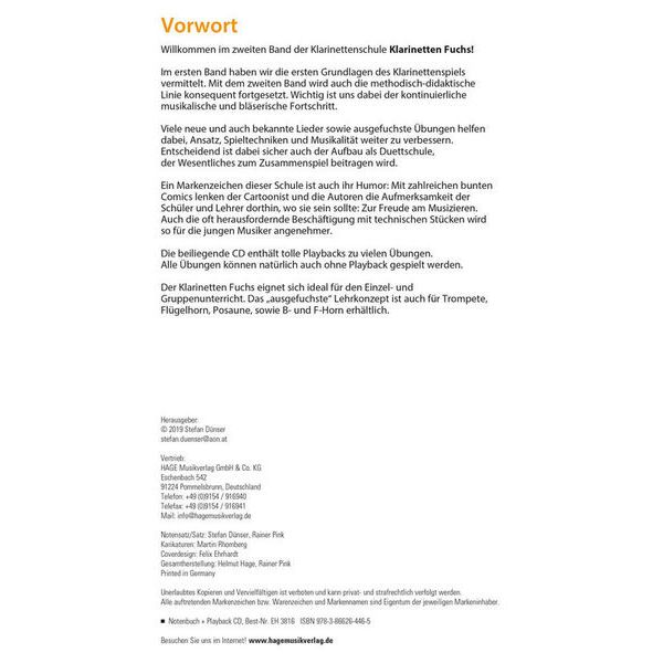 Hage Musikverlag Klarinetten Fuchs 2
