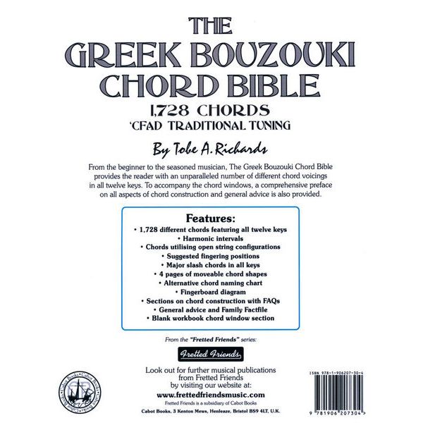 Cabot Books Publishing Greek Bouzouki Chord Bible