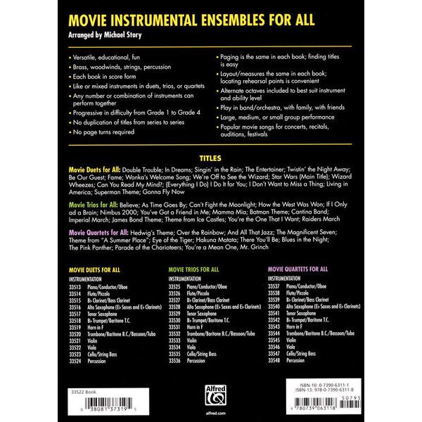 Alfred Music Publishing Movie Duets For All Viola