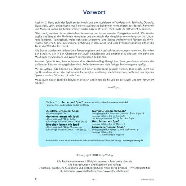 Horst Rapp Verlag Trompete Lernen mit Spaß 3