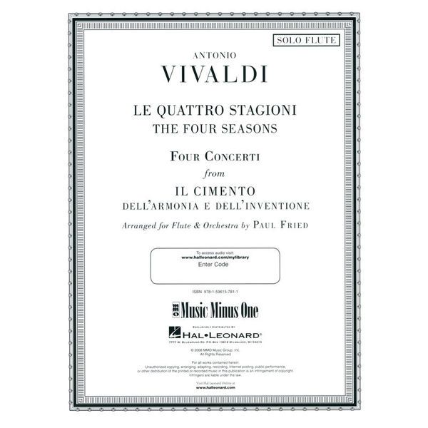 Music Minus One Vivaldi Vier Jahreszeiten FL
