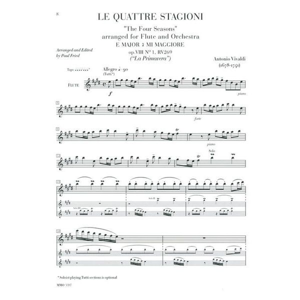 Music Minus One Vivaldi Vier Jahreszeiten FL