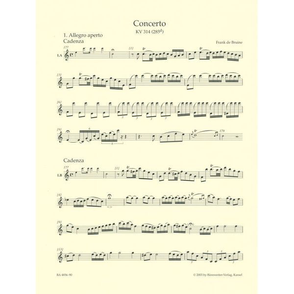 Bärenreiter Mozart Concert for Oboe KV 314