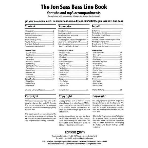 Editions Bim The Jon Sass Bassline Book