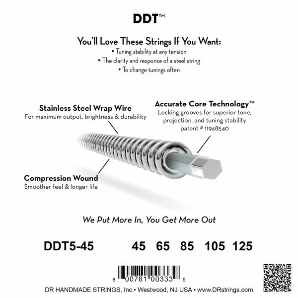 DR Strings Drop-Down Tuning DDT5-45