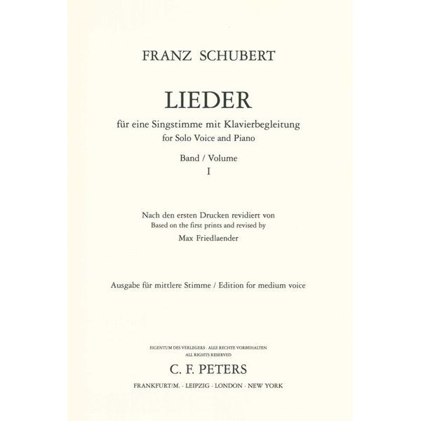 Edition Peters Schubert Lieder 1 Mittel