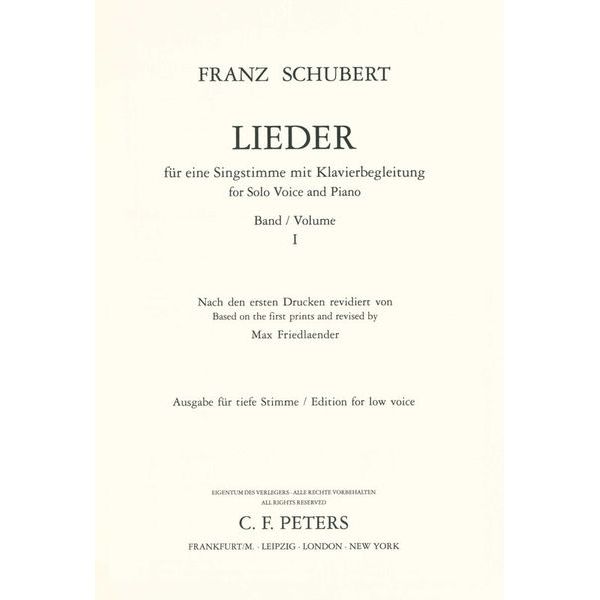 Edition Peters Schubert Lieder 1 Tief