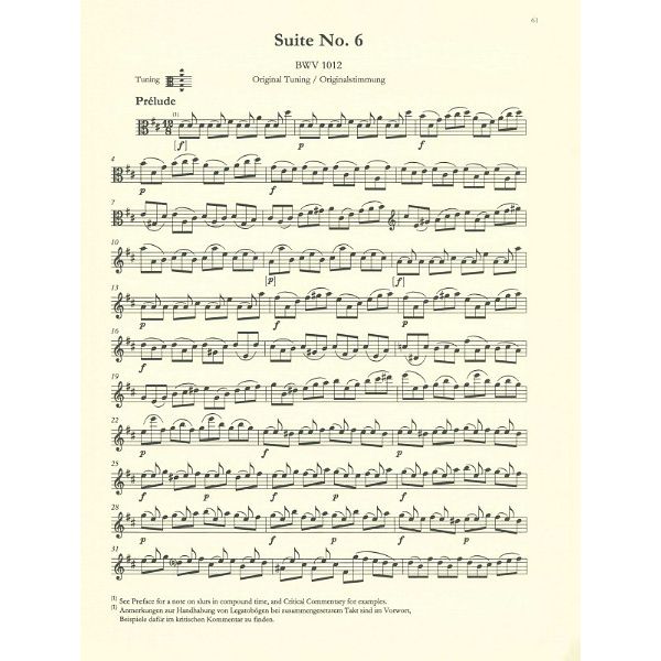 Edition Peters Bach Suiten Viola BWV1007-1012