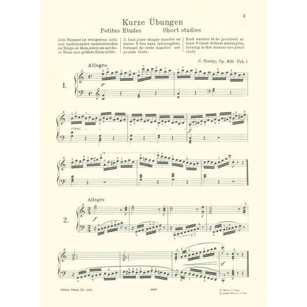 Edition Peters Czerny 160 kurze Übungen