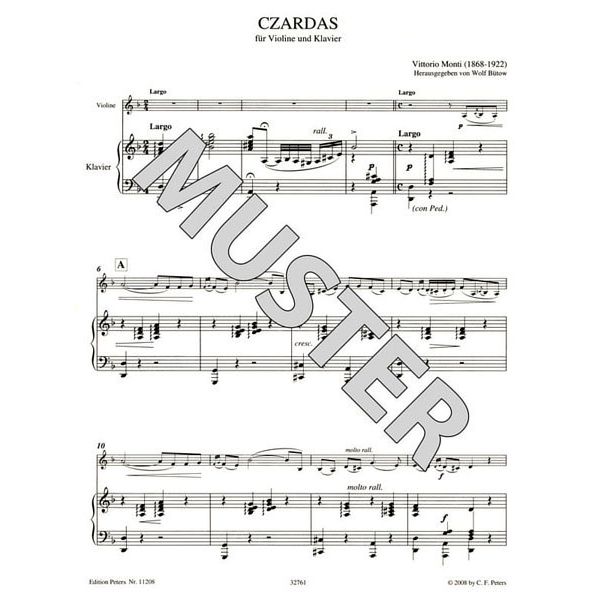 Edition Peters Monti Czardas Violin und Klav