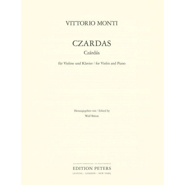 Edition Peters Monti Czardas Violin und Klav