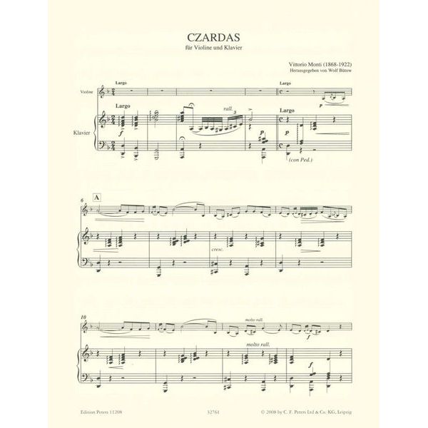 Edition Peters Monti Czardas Violin und Klav