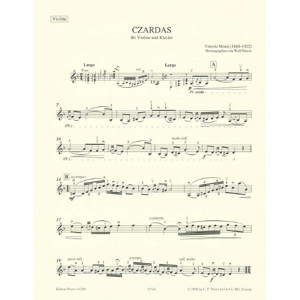 Edition Peters Monti Czardas Violin und Klav