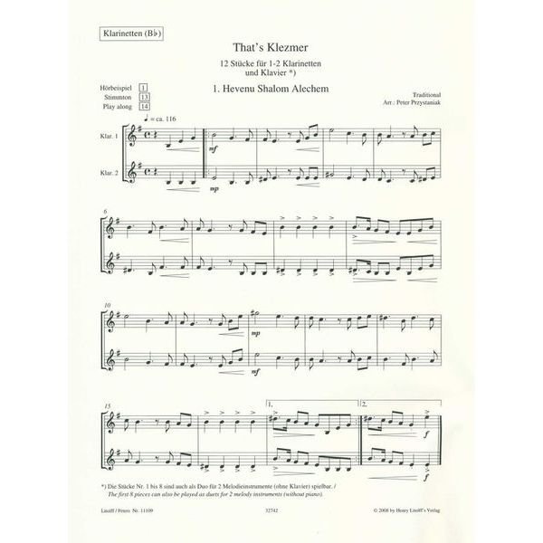 Edition Peters That's Klezmer Clarinet