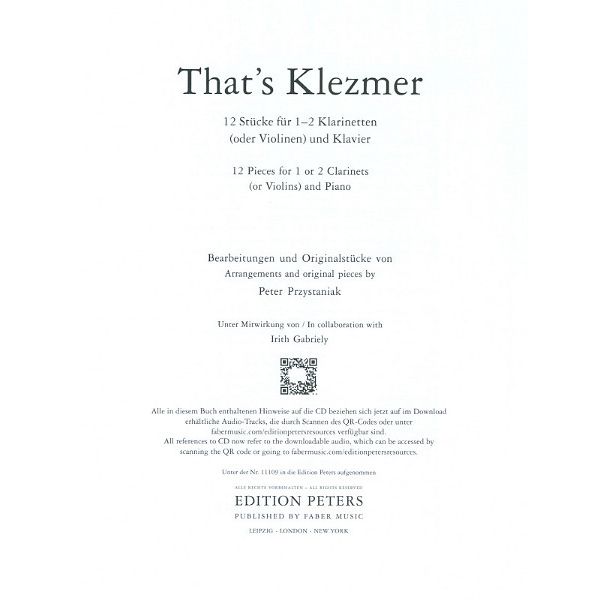 Edition Peters That's Klezmer Clarinet