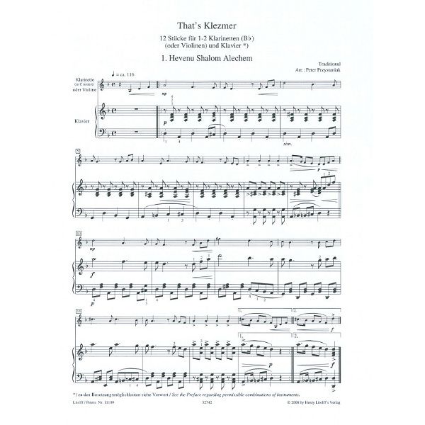 Edition Peters That's Klezmer Clarinet