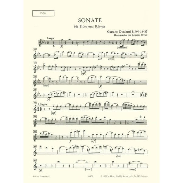Edition Peters Donizetti Sonate Flute C-Dur