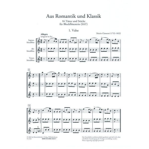 Heinrichshofen Verlag Aus Romantik und Klassik