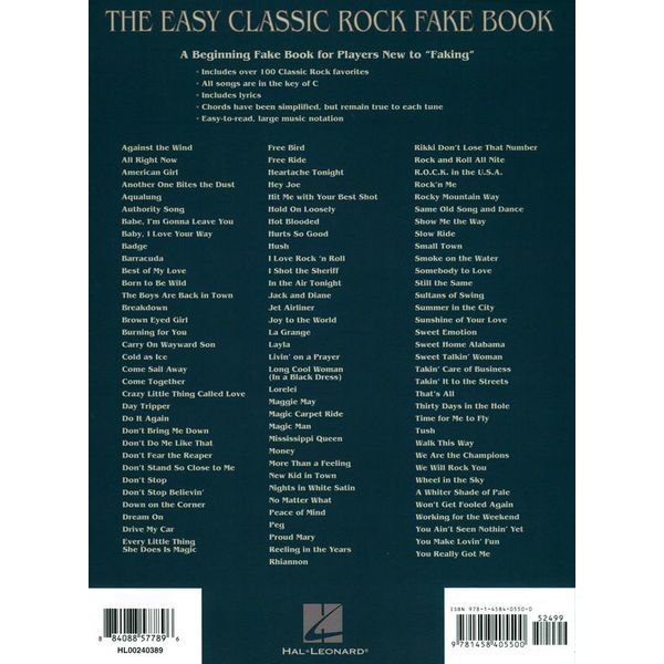 Hal Leonard Easy Classic Rock Fake Book