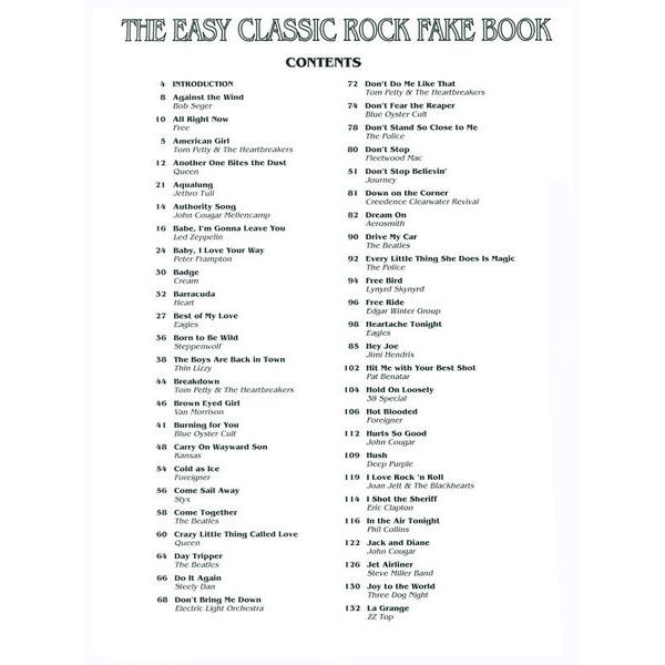 Hal Leonard Easy Classic Rock Fake Book