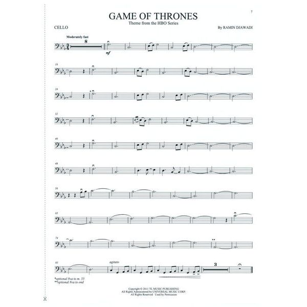 Hal Leonard Game Of Thrones Cello