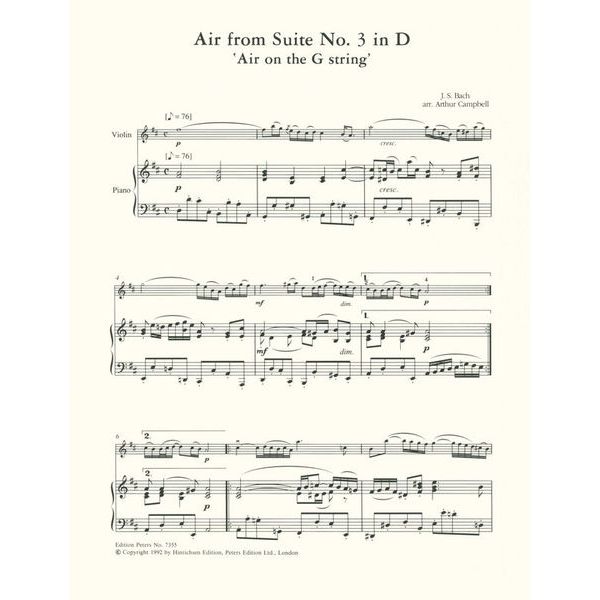 Edition Peters Bach Air D-Dur Violin/Piano