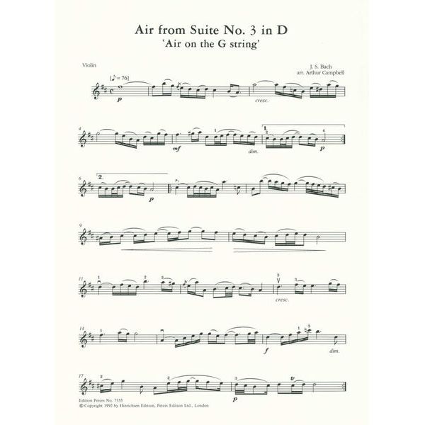 Edition Peters Bach Air D-Dur Violin/Piano