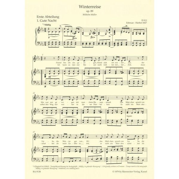 Bärenreiter Schubert Winterreise Mittel