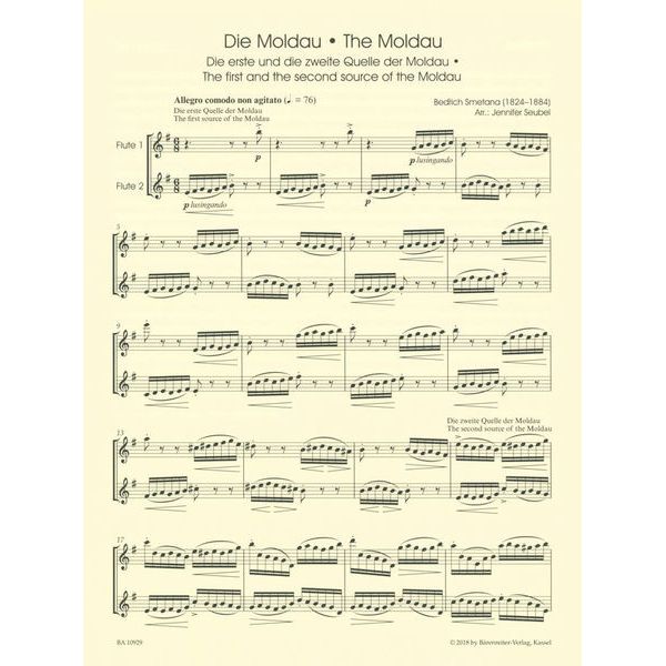 Bärenreiter Smetana Die Moldau 2 Flutes