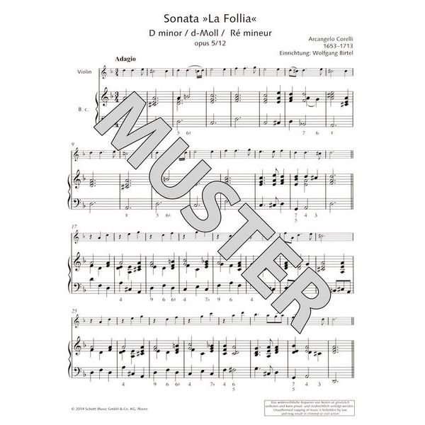 Schott Corelli La Follia Violin