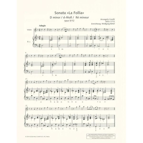 Schott Corelli La Follia Violin