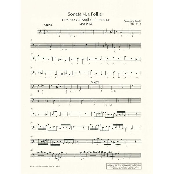 Schott Corelli La Follia Violin