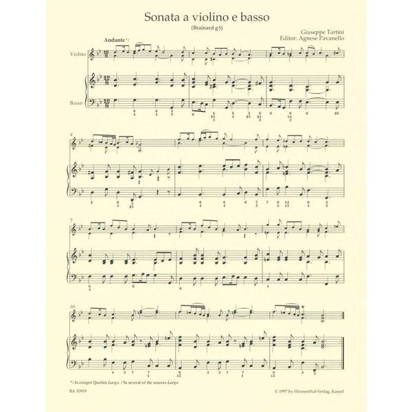 Bärenreiter Tartini Sonate g-Moll Violin