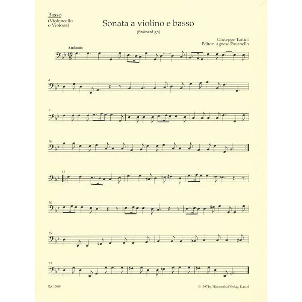 Bärenreiter Tartini Sonate g-Moll Violin