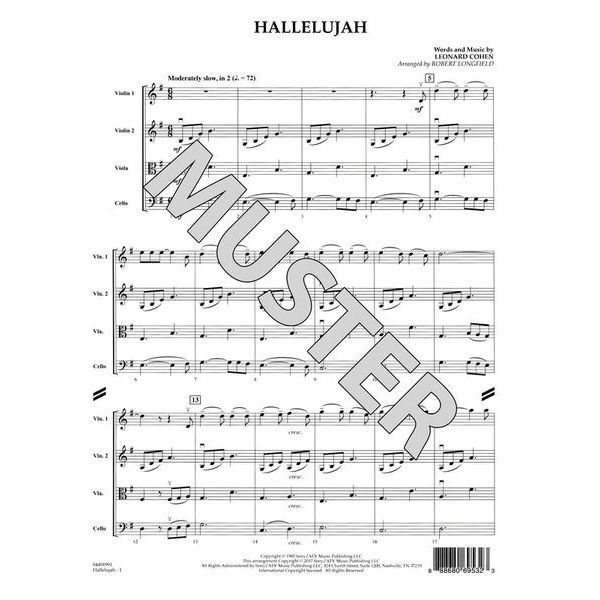 Hal Leonard L. Cohen Hallelujah String Qt.