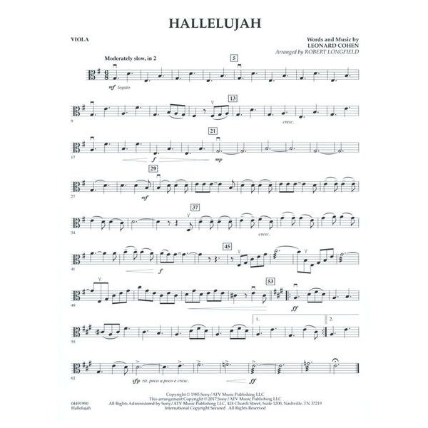 Hal Leonard L. Cohen Hallelujah String Qt.