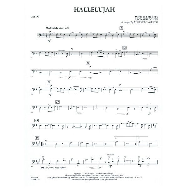 Hal Leonard L. Cohen Hallelujah String Qt.