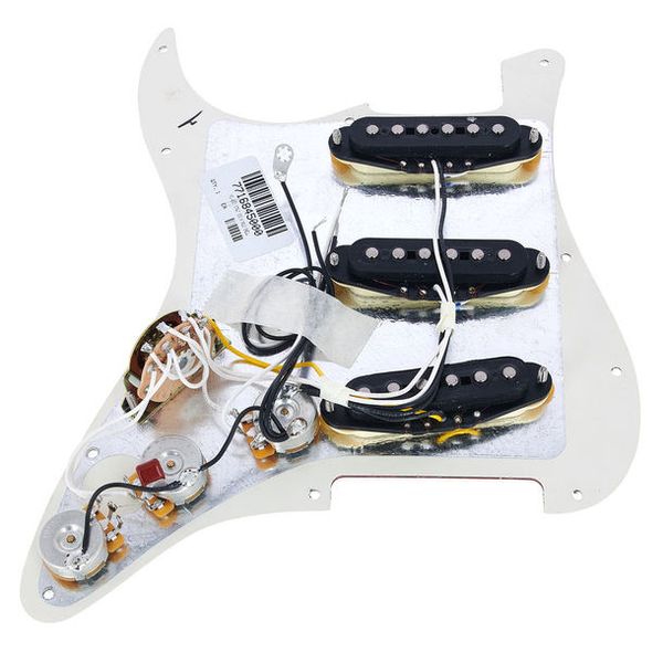 Pickguard Blanc Fender® pre-cablé SSS 11H pour Strat®, micros HOT NOISELESS