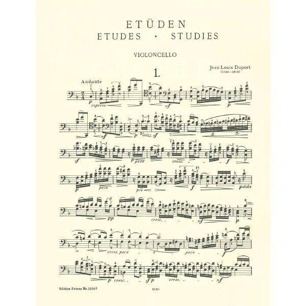 Edition Peters Duport 21 Etüden Cello