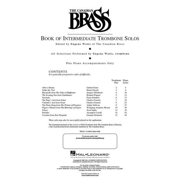Hal Leonard Canadian Brass Trombone Med.